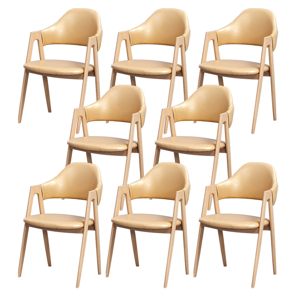 Glam Style Wooden Dining Arm Chair Matte Finish Dining Chair for Dinning Room Light Yellow 8 Piece Set Clearhalo ' kitchen&dining_furn' 'Dining Chairs' 'Dining Tables & Seating' 'dining_chair' 'furn' 'furn_dining_chair' 'Furniture' 'furniture_dining_chair' 'Kitchen & Dining Furniture' 'kitchen' 3598090