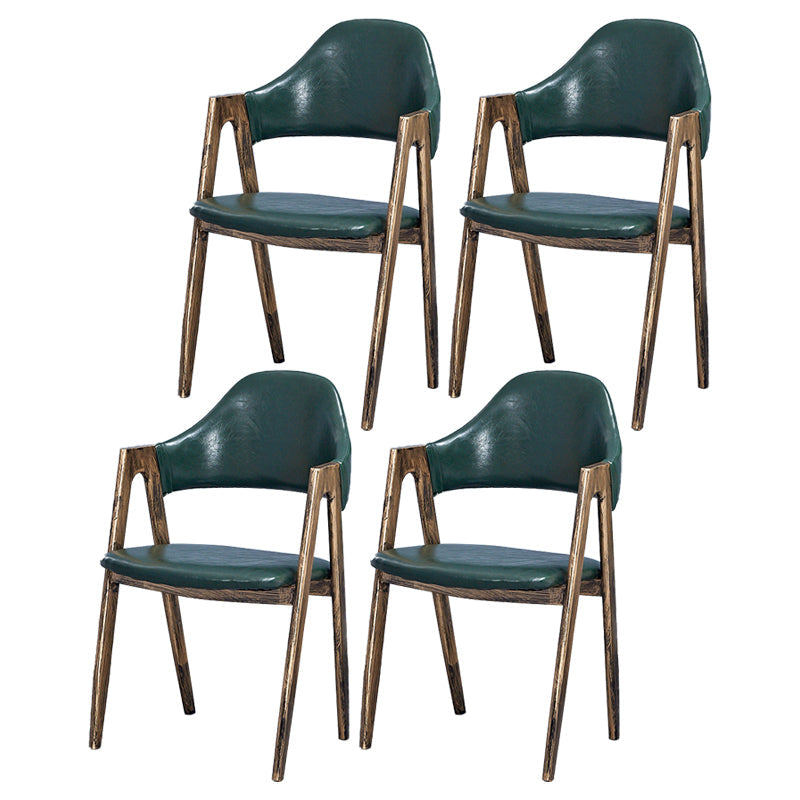 Glam Style Wooden Dining Arm Chair Matte Finish Dining Chair for Dinning Room Dark Green 4 Piece Set Clearhalo ' kitchen&dining_furn' 'Dining Chairs' 'Dining Tables & Seating' 'dining_chair' 'furn' 'furn_dining_chair' 'Furniture' 'furniture_dining_chair' 'Kitchen & Dining Furniture' 'kitchen' 3598097