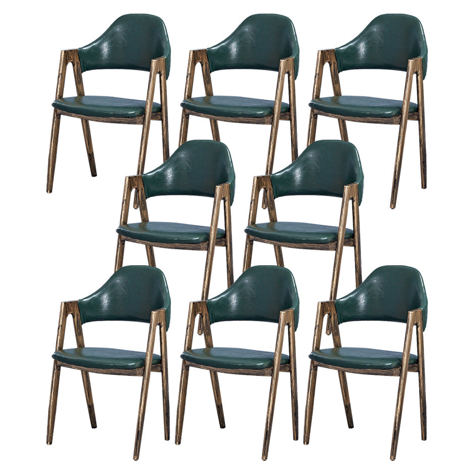Glam Style Wooden Dining Arm Chair Matte Finish Dining Chair for Dinning Room Dark Green 8 Piece Set Clearhalo ' kitchen&dining_furn' 'Dining Chairs' 'Dining Tables & Seating' 'dining_chair' 'furn' 'furn_dining_chair' 'Furniture' 'furniture_dining_chair' 'Kitchen & Dining Furniture' 'kitchen' 3598098