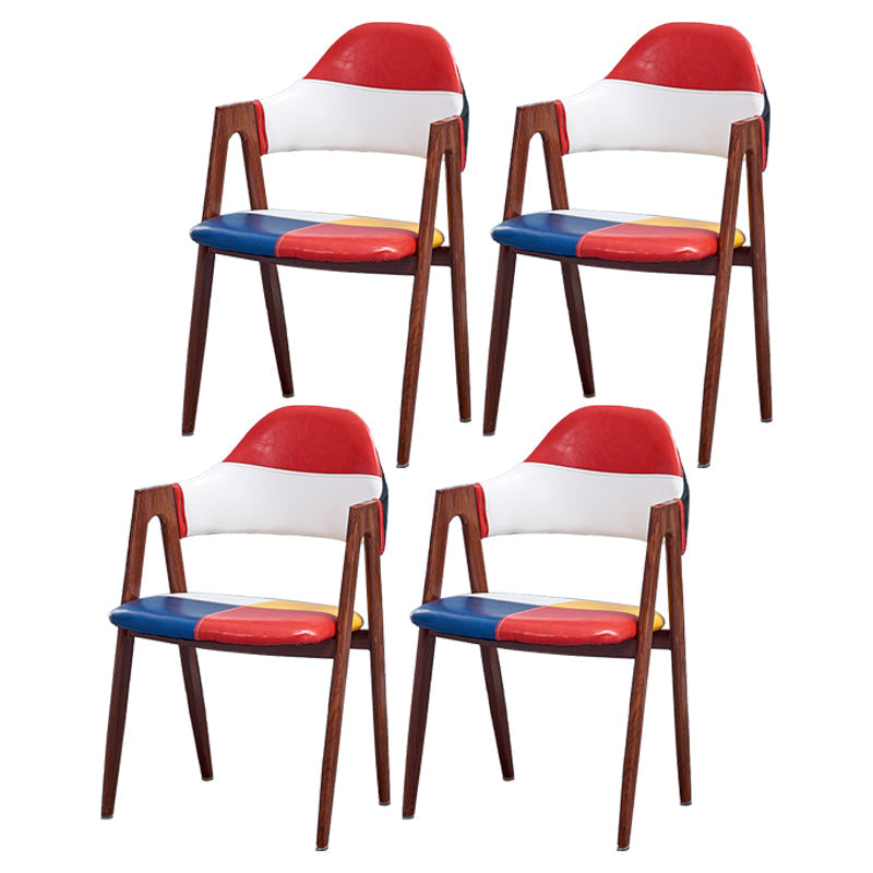 Glam Style Wooden Dining Arm Chair Matte Finish Dining Chair for Dinning Room Red-White 4 Piece Set Clearhalo ' kitchen&dining_furn' 'Dining Chairs' 'Dining Tables & Seating' 'dining_chair' 'furn' 'furn_dining_chair' 'Furniture' 'furniture_dining_chair' 'Kitchen & Dining Furniture' 'kitchen' 3598099
