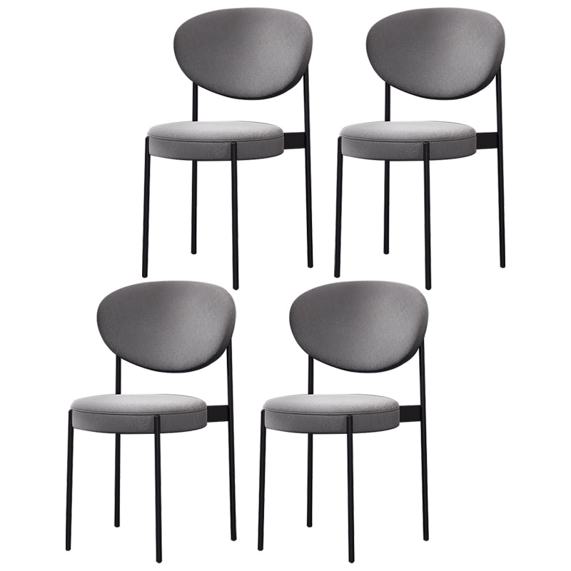 Nordic Flax Leather Dining Chair 33"H Open Back Dining Side Chair with Metal Base Grey Fabric 4 Piece Set Clearhalo ' kitchen&dining_furn' 'Dining Chairs' 'Dining Tables & Seating' 'dining_chair' 'furn' 'furn_dining_chair' 'Furniture' 'furniture_dining_chair' 'Kitchen & Dining Furniture' 'kitchen' 3598123