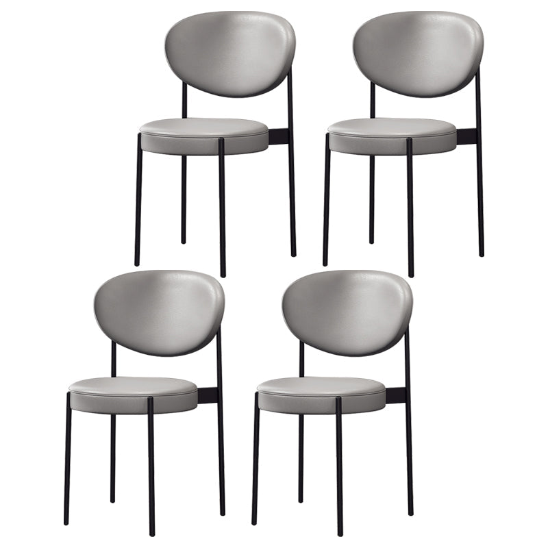 Nordic Flax Leather Dining Chair 33"H Open Back Dining Side Chair with Metal Base Grey Leather 4 Piece Set Clearhalo ' kitchen&dining_furn' 'Dining Chairs' 'Dining Tables & Seating' 'dining_chair' 'furn' 'furn_dining_chair' 'Furniture' 'furniture_dining_chair' 'Kitchen & Dining Furniture' 'kitchen' 3598126