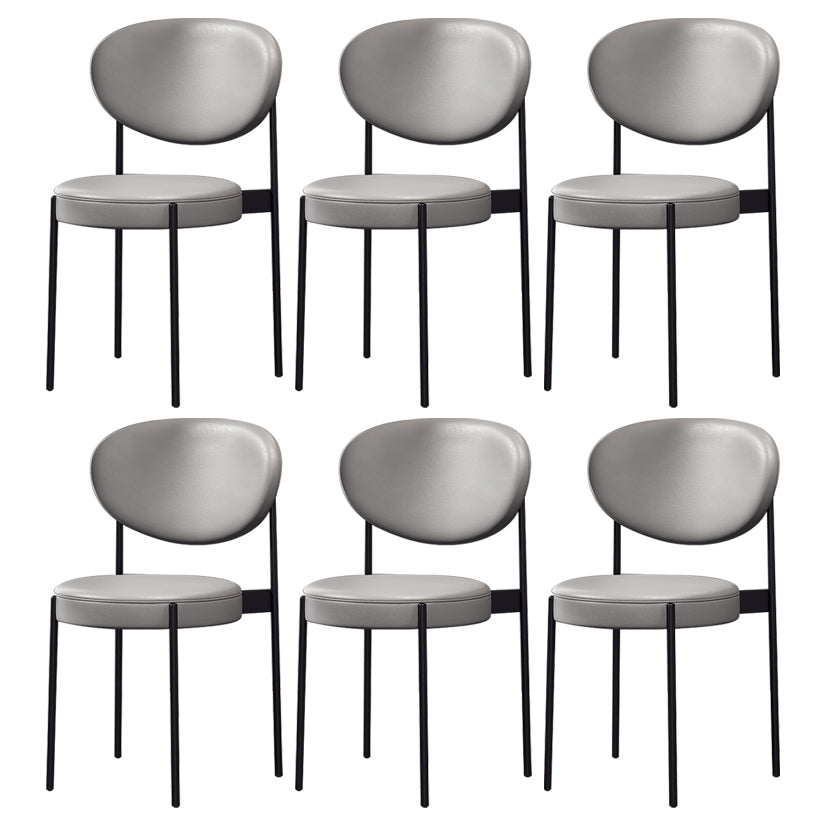 Nordic Flax Leather Dining Chair 33"H Open Back Dining Side Chair with Metal Base Grey Leather 6 Piece Set Clearhalo ' kitchen&dining_furn' 'Dining Chairs' 'Dining Tables & Seating' 'dining_chair' 'furn' 'furn_dining_chair' 'Furniture' 'furniture_dining_chair' 'Kitchen & Dining Furniture' 'kitchen' 3598127