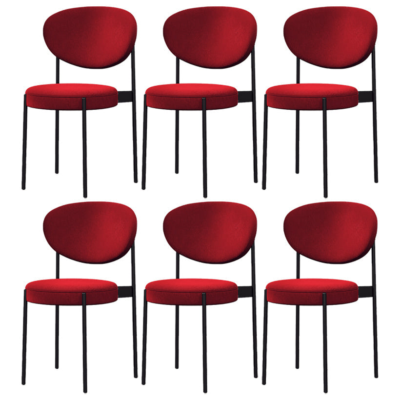 Nordic Flax Leather Dining Chair 33"H Open Back Dining Side Chair with Metal Base Red Fabric 6 Piece Set Clearhalo ' kitchen&dining_furn' 'Dining Chairs' 'Dining Tables & Seating' 'dining_chair' 'furn' 'furn_dining_chair' 'Furniture' 'furniture_dining_chair' 'Kitchen & Dining Furniture' 'kitchen' 3598130