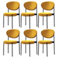 Nordic Flax Leather Dining Chair 33"H Open Back Dining Side Chair with Metal Base Yellow Fabric 6 Piece Set Clearhalo ' kitchen&dining_furn' 'Dining Chairs' 'Dining Tables & Seating' 'dining_chair' 'furn' 'furn_dining_chair' 'Furniture' 'furniture_dining_chair' 'Kitchen & Dining Furniture' 'kitchen' 3598136