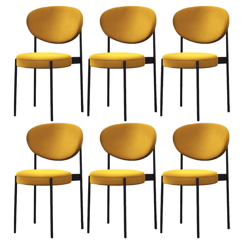 Nordic Flax Leather Dining Chair 33"H Open Back Dining Side Chair with Metal Base Yellow Fabric 6 Piece Set Clearhalo ' kitchen&dining_furn' 'Dining Chairs' 'Dining Tables & Seating' 'dining_chair' 'furn' 'furn_dining_chair' 'Furniture' 'furniture_dining_chair' 'Kitchen & Dining Furniture' 'kitchen' 3598136