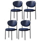 Nordic Flax Leather Dining Chair 33"H Open Back Dining Side Chair with Metal Base Blue Leather 4 Piece Set Clearhalo ' kitchen&dining_furn' 'Dining Chairs' 'Dining Tables & Seating' 'dining_chair' 'furn' 'furn_dining_chair' 'Furniture' 'furniture_dining_chair' 'Kitchen & Dining Furniture' 'kitchen' 3598141