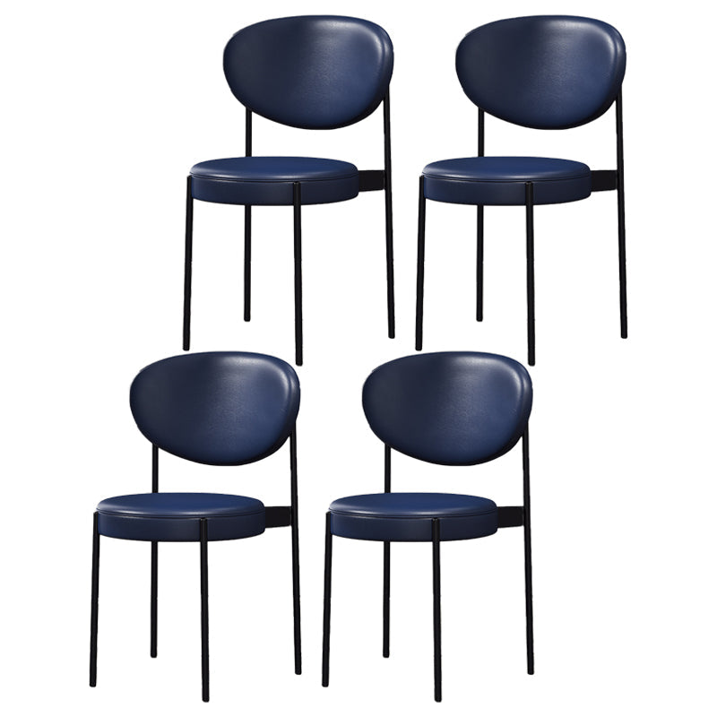 Nordic Flax Leather Dining Chair 33"H Open Back Dining Side Chair with Metal Base Blue Leather 4 Piece Set Clearhalo ' kitchen&dining_furn' 'Dining Chairs' 'Dining Tables & Seating' 'dining_chair' 'furn' 'furn_dining_chair' 'Furniture' 'furniture_dining_chair' 'Kitchen & Dining Furniture' 'kitchen' 3598141