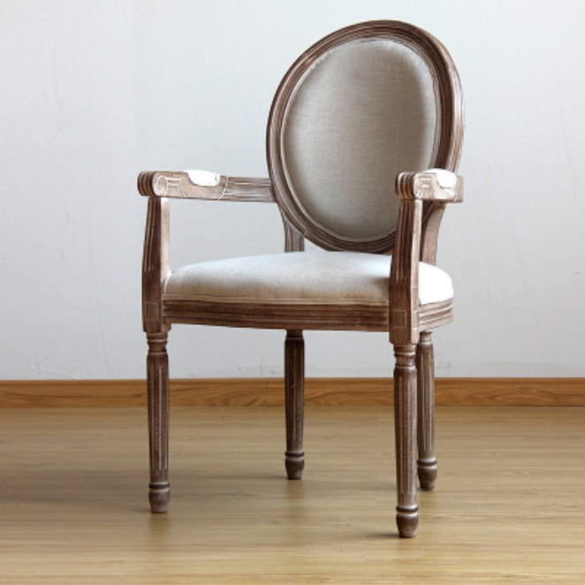 Country Style Dining Arm Chair King Louis Back Side Chair with Wood Legs for Home Use Off-White 1 Piece Clearhalo ' kitchen&dining_furn' 'Dining Chairs' 'Dining Tables & Seating' 'dining_chair' 'furn' 'furn_dining_chair' 'Furniture' 'furniture_dining_chair' 'Kitchen & Dining Furniture' 'kitchen' 3598143
