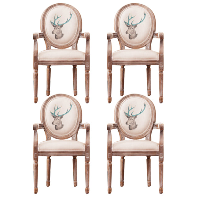 Country Style Dining Arm Chair King Louis Back Side Chair with Wood Legs for Home Use White 4 Piece Set Clearhalo ' kitchen&dining_furn' 'Dining Chairs' 'Dining Tables & Seating' 'dining_chair' 'furn' 'furn_dining_chair' 'Furniture' 'furniture_dining_chair' 'Kitchen & Dining Furniture' 'kitchen' 3598145