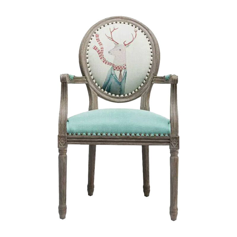 Country Style Dining Arm Chair King Louis Back Side Chair with Wood Legs for Home Use Blue 1 Piece Clearhalo ' kitchen&dining_furn' 'Dining Chairs' 'Dining Tables & Seating' 'dining_chair' 'furn' 'furn_dining_chair' 'Furniture' 'furniture_dining_chair' 'Kitchen & Dining Furniture' 'kitchen' 3598151