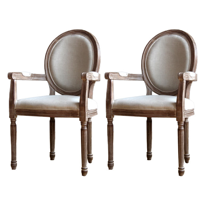 Country Style Dining Arm Chair King Louis Back Side Chair with Wood Legs for Home Use Off-White 2 Piece Set Clearhalo ' kitchen&dining_furn' 'Dining Chairs' 'Dining Tables & Seating' 'dining_chair' 'furn' 'furn_dining_chair' 'Furniture' 'furniture_dining_chair' 'Kitchen & Dining Furniture' 'kitchen' 3598155