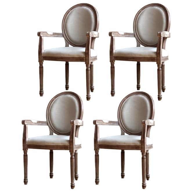 Country Style Dining Arm Chair King Louis Back Side Chair with Wood Legs for Home Use Off-White 4 Piece Set Clearhalo ' kitchen&dining_furn' 'Dining Chairs' 'Dining Tables & Seating' 'dining_chair' 'furn' 'furn_dining_chair' 'Furniture' 'furniture_dining_chair' 'Kitchen & Dining Furniture' 'kitchen' 3598157