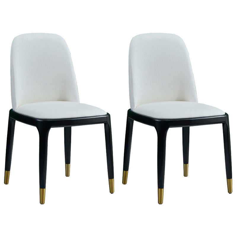 Faux Leather Industrial Dining Room Chair Matte Finish Solid Back Dining Chair Ivory 2 Piece Set Black Clearhalo ' kitchen&dining_furn' 'Dining Chairs' 'Dining Tables & Seating' 'dining_chair' 'furn' 'furn_dining_chair' 'Furniture' 'furniture_dining_chair' 'Kitchen & Dining Furniture' 'kitchen' 3598177