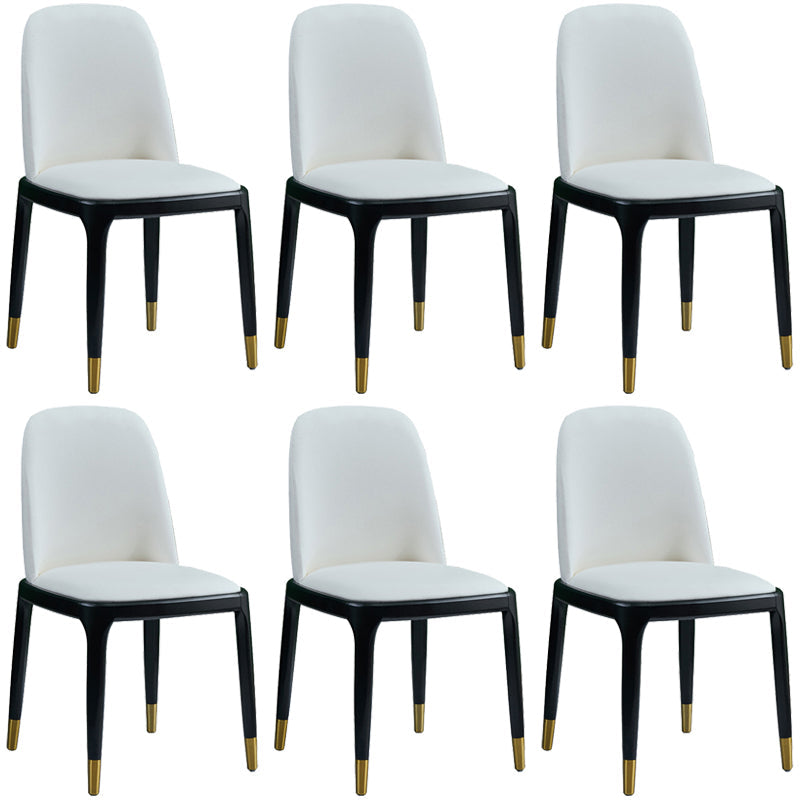 Faux Leather Industrial Dining Room Chair Matte Finish Solid Back Dining Chair Ivory 6 Piece Set Black Clearhalo ' kitchen&dining_furn' 'Dining Chairs' 'Dining Tables & Seating' 'dining_chair' 'furn' 'furn_dining_chair' 'Furniture' 'furniture_dining_chair' 'Kitchen & Dining Furniture' 'kitchen' 3598180