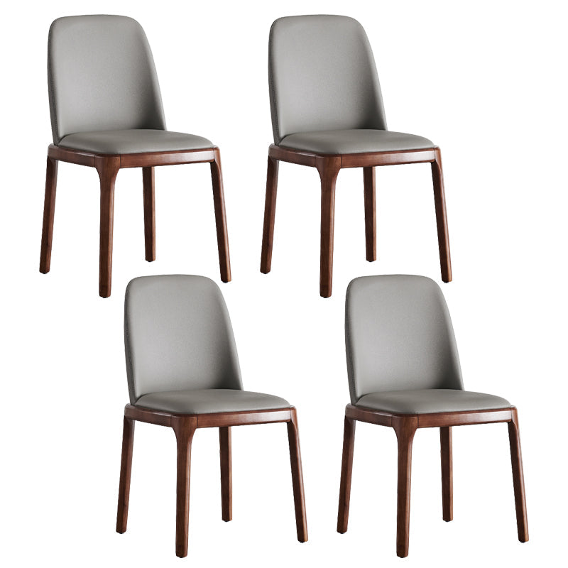 Faux Leather Industrial Dining Room Chair Matte Finish Solid Back Dining Chair Grey 4 Piece Set Walnut Clearhalo ' kitchen&dining_furn' 'Dining Chairs' 'Dining Tables & Seating' 'dining_chair' 'furn' 'furn_dining_chair' 'Furniture' 'furniture_dining_chair' 'Kitchen & Dining Furniture' 'kitchen' 3598185