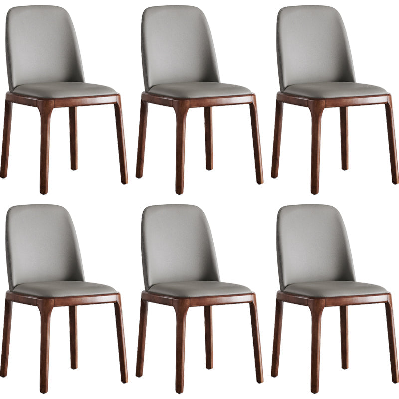 Faux Leather Industrial Dining Room Chair Matte Finish Solid Back Dining Chair Grey 6 Piece Set Walnut Clearhalo ' kitchen&dining_furn' 'Dining Chairs' 'Dining Tables & Seating' 'dining_chair' 'furn' 'furn_dining_chair' 'Furniture' 'furniture_dining_chair' 'Kitchen & Dining Furniture' 'kitchen' 3598186