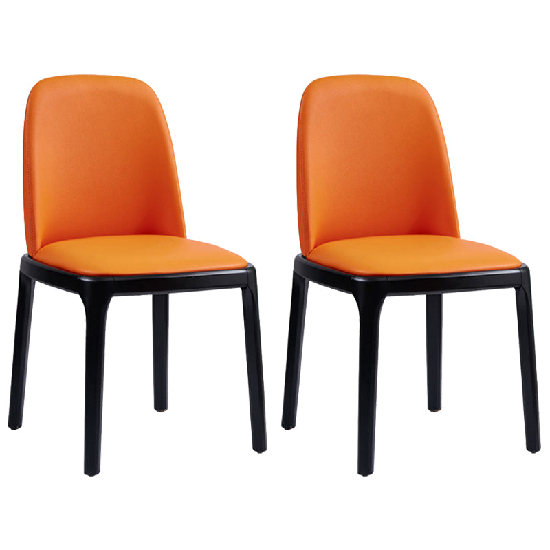 Faux Leather Industrial Dining Room Chair Matte Finish Solid Back Dining Chair Orange 2 Piece Set Black Clearhalo ' kitchen&dining_furn' 'Dining Chairs' 'Dining Tables & Seating' 'dining_chair' 'furn' 'furn_dining_chair' 'Furniture' 'furniture_dining_chair' 'Kitchen & Dining Furniture' 'kitchen' 3598189