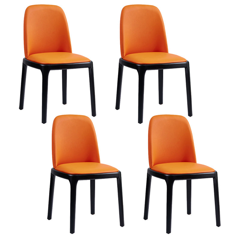 Faux Leather Industrial Dining Room Chair Matte Finish Solid Back Dining Chair Orange 4 Piece Set Black Clearhalo ' kitchen&dining_furn' 'Dining Chairs' 'Dining Tables & Seating' 'dining_chair' 'furn' 'furn_dining_chair' 'Furniture' 'furniture_dining_chair' 'Kitchen & Dining Furniture' 'kitchen' 3598191