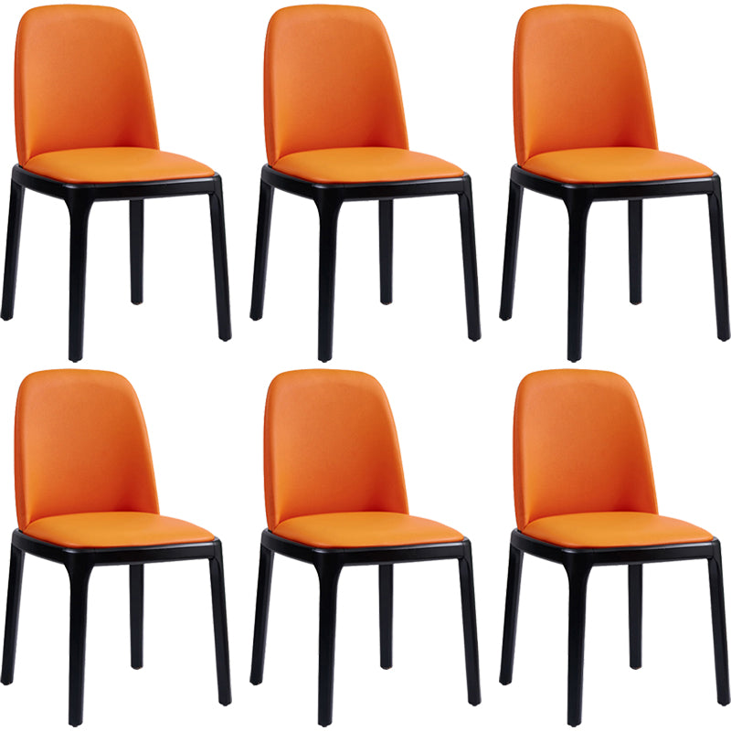 Faux Leather Industrial Dining Room Chair Matte Finish Solid Back Dining Chair Orange 6 Piece Set Black Clearhalo ' kitchen&dining_furn' 'Dining Chairs' 'Dining Tables & Seating' 'dining_chair' 'furn' 'furn_dining_chair' 'Furniture' 'furniture_dining_chair' 'Kitchen & Dining Furniture' 'kitchen' 3598192