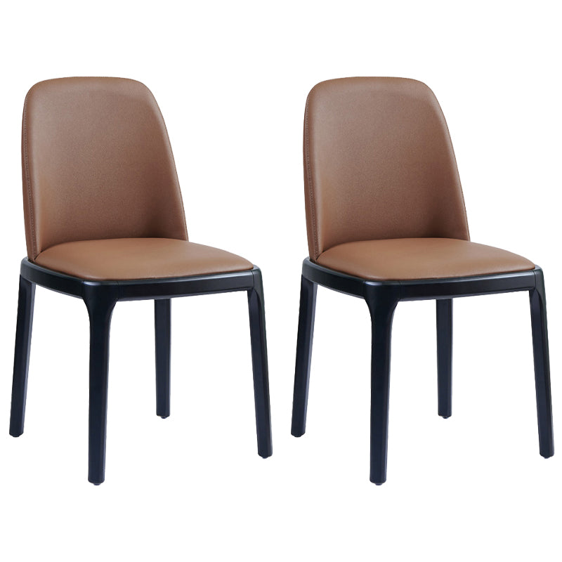 Faux Leather Industrial Dining Room Chair Matte Finish Solid Back Dining Chair Dark Brown 2 Piece Set Black Clearhalo ' kitchen&dining_furn' 'Dining Chairs' 'Dining Tables & Seating' 'dining_chair' 'furn' 'furn_dining_chair' 'Furniture' 'furniture_dining_chair' 'Kitchen & Dining Furniture' 'kitchen' 3598195