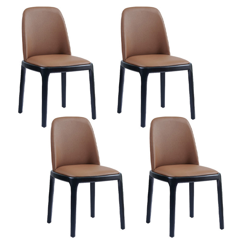 Faux Leather Industrial Dining Room Chair Matte Finish Solid Back Dining Chair Dark Brown 4 Piece Set Black Clearhalo ' kitchen&dining_furn' 'Dining Chairs' 'Dining Tables & Seating' 'dining_chair' 'furn' 'furn_dining_chair' 'Furniture' 'furniture_dining_chair' 'Kitchen & Dining Furniture' 'kitchen' 3598197