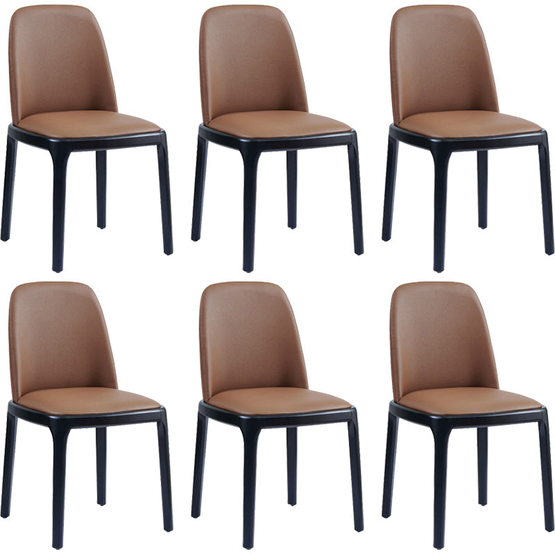 Faux Leather Industrial Dining Room Chair Matte Finish Solid Back Dining Chair Dark Brown 6 Piece Set Black Clearhalo ' kitchen&dining_furn' 'Dining Chairs' 'Dining Tables & Seating' 'dining_chair' 'furn' 'furn_dining_chair' 'Furniture' 'furniture_dining_chair' 'Kitchen & Dining Furniture' 'kitchen' 3598199