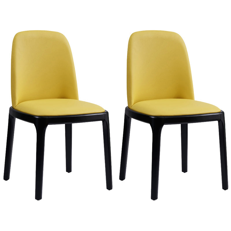 Faux Leather Industrial Dining Room Chair Matte Finish Solid Back Dining Chair Yellow 2 Piece Set Black Clearhalo ' kitchen&dining_furn' 'Dining Chairs' 'Dining Tables & Seating' 'dining_chair' 'furn' 'furn_dining_chair' 'Furniture' 'furniture_dining_chair' 'Kitchen & Dining Furniture' 'kitchen' 3598204