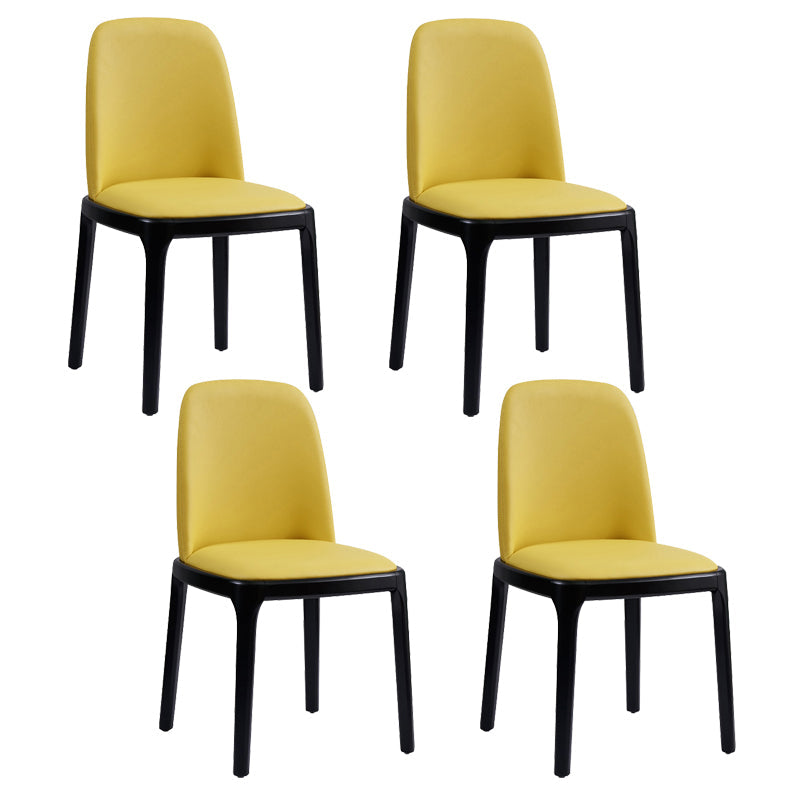 Faux Leather Industrial Dining Room Chair Matte Finish Solid Back Dining Chair Yellow 4 Piece Set Black Clearhalo ' kitchen&dining_furn' 'Dining Chairs' 'Dining Tables & Seating' 'dining_chair' 'furn' 'furn_dining_chair' 'Furniture' 'furniture_dining_chair' 'Kitchen & Dining Furniture' 'kitchen' 3598205