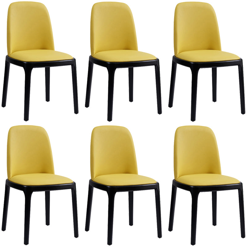 Faux Leather Industrial Dining Room Chair Matte Finish Solid Back Dining Chair Yellow 6 Piece Set Black Clearhalo ' kitchen&dining_furn' 'Dining Chairs' 'Dining Tables & Seating' 'dining_chair' 'furn' 'furn_dining_chair' 'Furniture' 'furniture_dining_chair' 'Kitchen & Dining Furniture' 'kitchen' 3598206