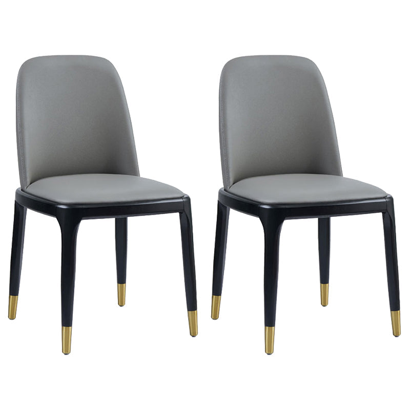Faux Leather Industrial Dining Room Chair Matte Finish Solid Back Dining Chair Grey 2 Piece Set Black Clearhalo ' kitchen&dining_furn' 'Dining Chairs' 'Dining Tables & Seating' 'dining_chair' 'furn' 'furn_dining_chair' 'Furniture' 'furniture_dining_chair' 'Kitchen & Dining Furniture' 'kitchen' 3598207