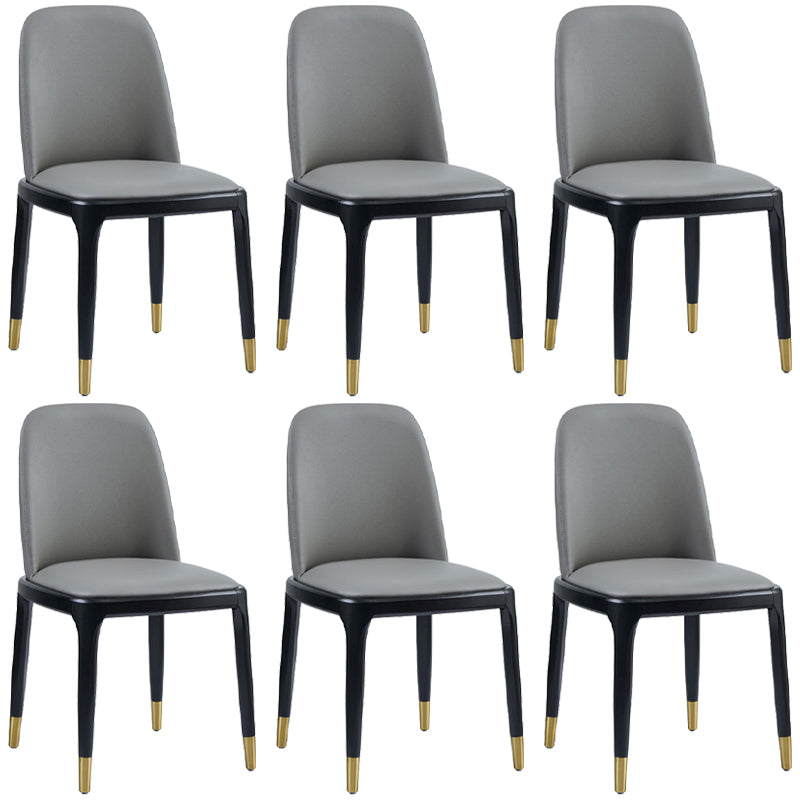 Faux Leather Industrial Dining Room Chair Matte Finish Solid Back Dining Chair Grey 6 Piece Set Black Clearhalo ' kitchen&dining_furn' 'Dining Chairs' 'Dining Tables & Seating' 'dining_chair' 'furn' 'furn_dining_chair' 'Furniture' 'furniture_dining_chair' 'Kitchen & Dining Furniture' 'kitchen' 3598209