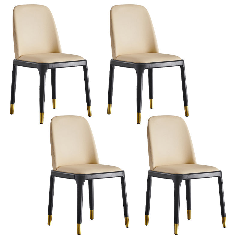 Faux Leather Industrial Dining Room Chair Matte Finish Solid Back Dining Chair Khaki 4 Piece Set Black Clearhalo ' kitchen&dining_furn' 'Dining Chairs' 'Dining Tables & Seating' 'dining_chair' 'furn' 'furn_dining_chair' 'Furniture' 'furniture_dining_chair' 'Kitchen & Dining Furniture' 'kitchen' 3598217