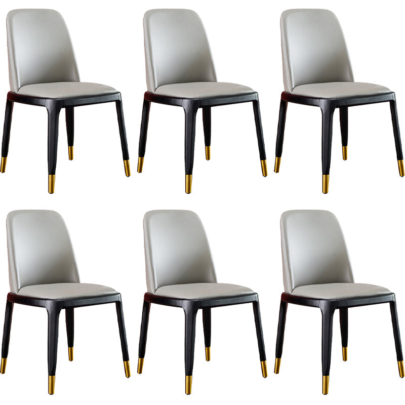 Faux Leather Industrial Dining Room Chair Matte Finish Solid Back Dining Chair Ligth Gray-Red 6 Piece Set Black Clearhalo ' kitchen&dining_furn' 'Dining Chairs' 'Dining Tables & Seating' 'dining_chair' 'furn' 'furn_dining_chair' 'Furniture' 'furniture_dining_chair' 'Kitchen & Dining Furniture' 'kitchen' 3598221
