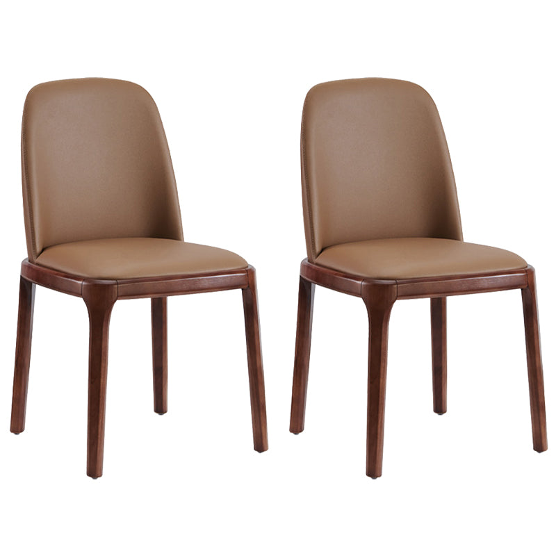 Faux Leather Industrial Dining Room Chair Matte Finish Solid Back Dining Chair Dark Coffee 2 Piece Set Walnut Clearhalo ' kitchen&dining_furn' 'Dining Chairs' 'Dining Tables & Seating' 'dining_chair' 'furn' 'furn_dining_chair' 'Furniture' 'furniture_dining_chair' 'Kitchen & Dining Furniture' 'kitchen' 3598222