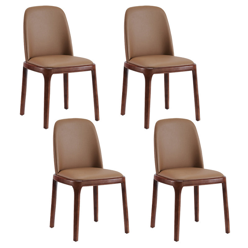 Faux Leather Industrial Dining Room Chair Matte Finish Solid Back Dining Chair Dark Coffee 4 Piece Set Walnut Clearhalo ' kitchen&dining_furn' 'Dining Chairs' 'Dining Tables & Seating' 'dining_chair' 'furn' 'furn_dining_chair' 'Furniture' 'furniture_dining_chair' 'Kitchen & Dining Furniture' 'kitchen' 3598223