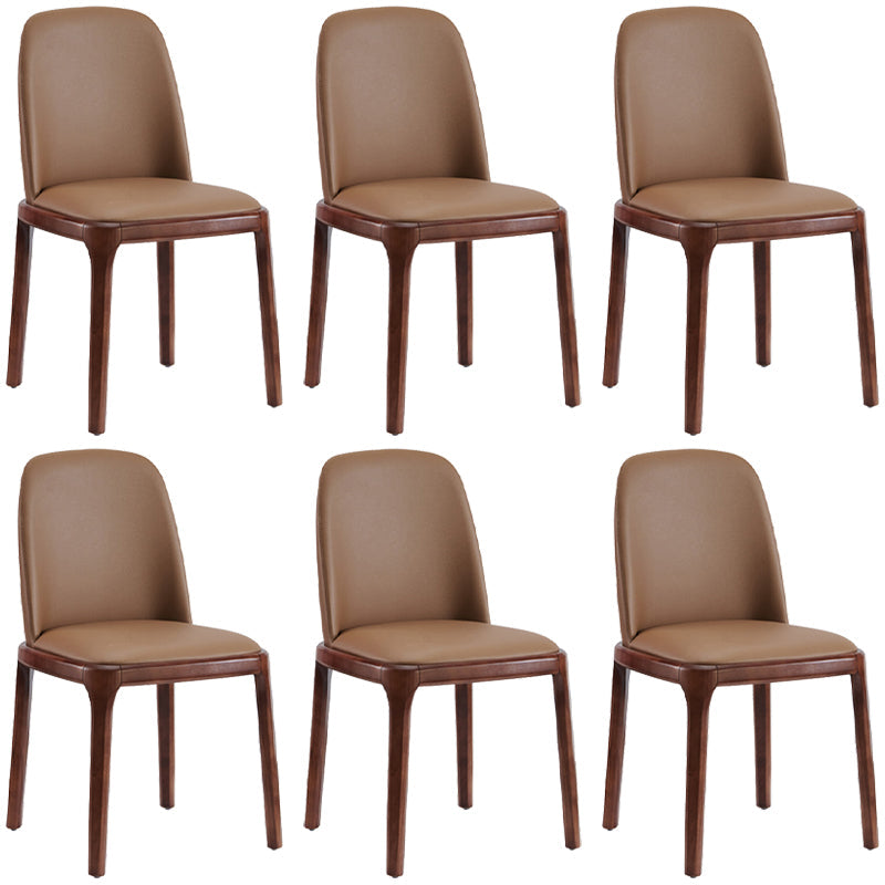 Faux Leather Industrial Dining Room Chair Matte Finish Solid Back Dining Chair Dark Coffee 6 Piece Set Walnut Clearhalo ' kitchen&dining_furn' 'Dining Chairs' 'Dining Tables & Seating' 'dining_chair' 'furn' 'furn_dining_chair' 'Furniture' 'furniture_dining_chair' 'Kitchen & Dining Furniture' 'kitchen' 3598224