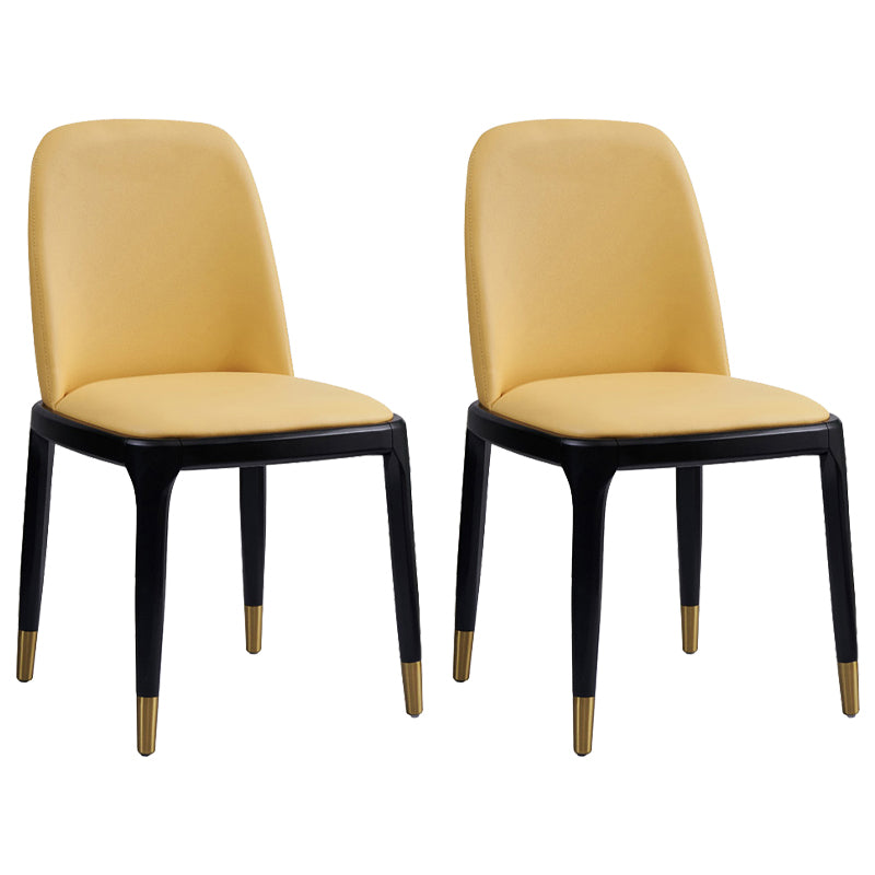 Faux Leather Industrial Dining Room Chair Matte Finish Solid Back Dining Chair Light Yellow 2 Piece Set Black Clearhalo ' kitchen&dining_furn' 'Dining Chairs' 'Dining Tables & Seating' 'dining_chair' 'furn' 'furn_dining_chair' 'Furniture' 'furniture_dining_chair' 'Kitchen & Dining Furniture' 'kitchen' 3598225
