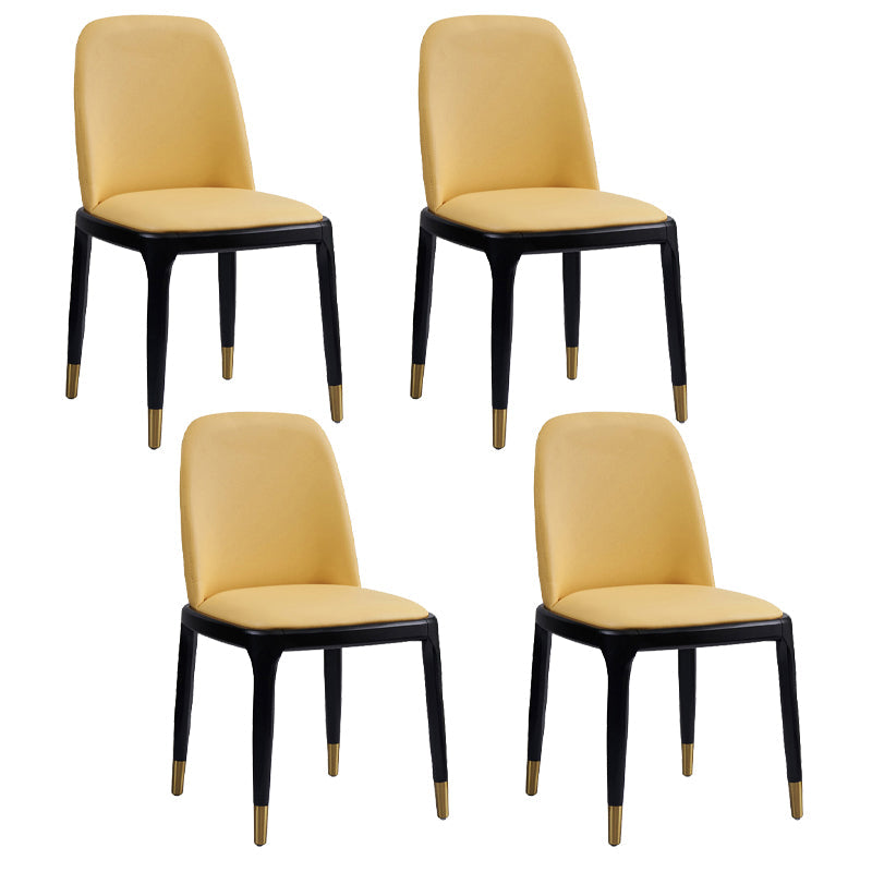 Faux Leather Industrial Dining Room Chair Matte Finish Solid Back Dining Chair Light Yellow 4 Piece Set Black Clearhalo ' kitchen&dining_furn' 'Dining Chairs' 'Dining Tables & Seating' 'dining_chair' 'furn' 'furn_dining_chair' 'Furniture' 'furniture_dining_chair' 'Kitchen & Dining Furniture' 'kitchen' 3598226
