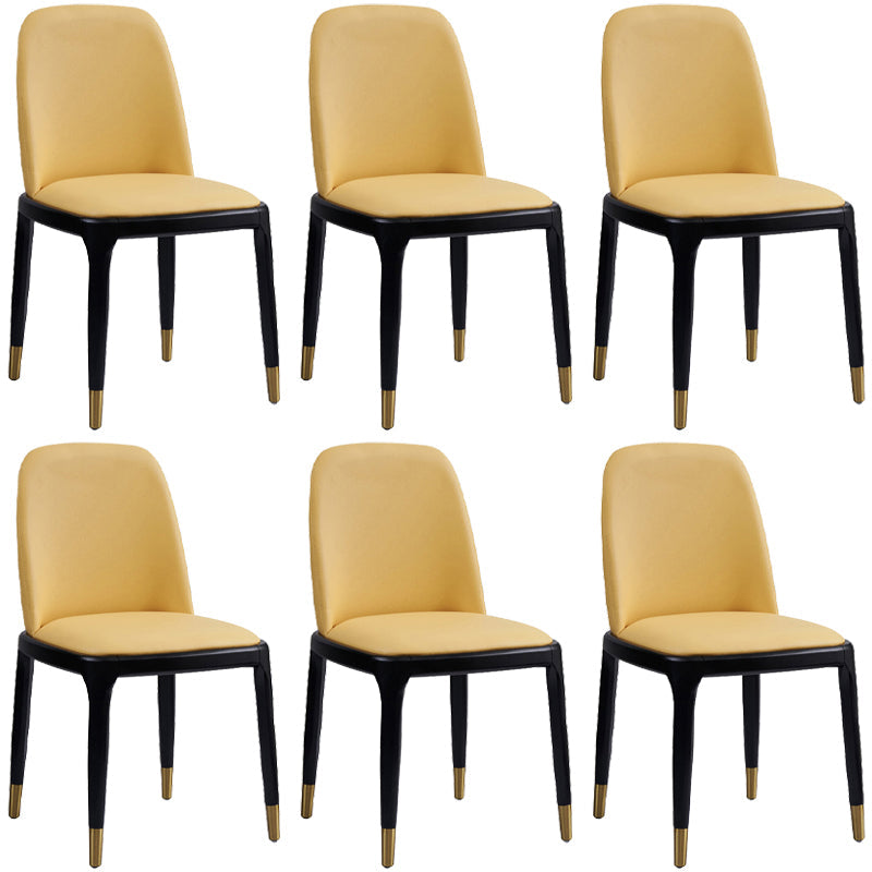 Faux Leather Industrial Dining Room Chair Matte Finish Solid Back Dining Chair Light Yellow 6 Piece Set Black Clearhalo ' kitchen&dining_furn' 'Dining Chairs' 'Dining Tables & Seating' 'dining_chair' 'furn' 'furn_dining_chair' 'Furniture' 'furniture_dining_chair' 'Kitchen & Dining Furniture' 'kitchen' 3598227