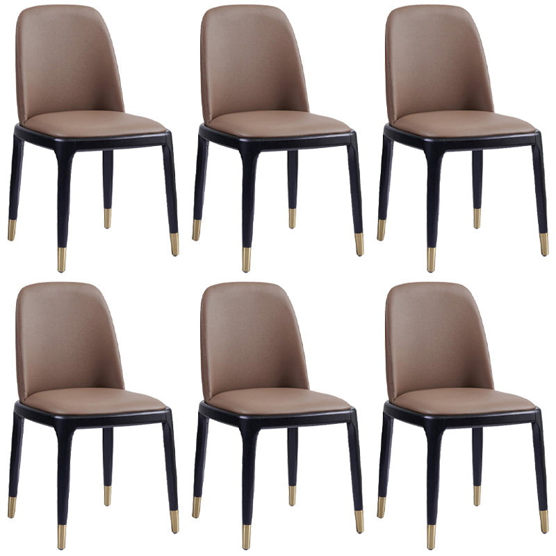 Faux Leather Industrial Dining Room Chair Matte Finish Solid Back Dining Chair Dark Coffee 6 Piece Set Black Clearhalo ' kitchen&dining_furn' 'Dining Chairs' 'Dining Tables & Seating' 'dining_chair' 'furn' 'furn_dining_chair' 'Furniture' 'furniture_dining_chair' 'Kitchen & Dining Furniture' 'kitchen' 3598230