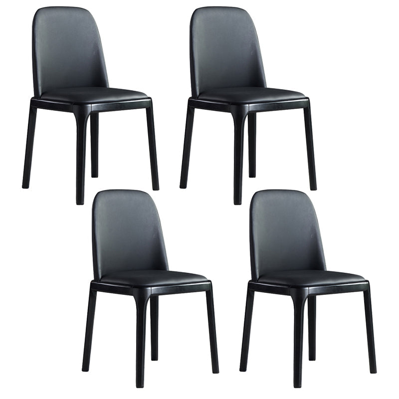 Faux Leather Industrial Dining Room Chair Matte Finish Solid Back Dining Chair Black 4 Piece Set Black Clearhalo ' kitchen&dining_furn' 'Dining Chairs' 'Dining Tables & Seating' 'dining_chair' 'furn' 'furn_dining_chair' 'Furniture' 'furniture_dining_chair' 'Kitchen & Dining Furniture' 'kitchen' 3598232