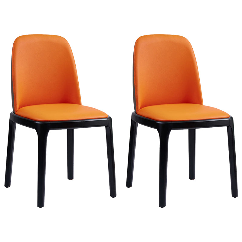 Faux Leather Industrial Dining Room Chair Matte Finish Solid Back Dining Chair Orange-Gray 2 Piece Set Black Clearhalo ' kitchen&dining_furn' 'Dining Chairs' 'Dining Tables & Seating' 'dining_chair' 'furn' 'furn_dining_chair' 'Furniture' 'furniture_dining_chair' 'Kitchen & Dining Furniture' 'kitchen' 3598234