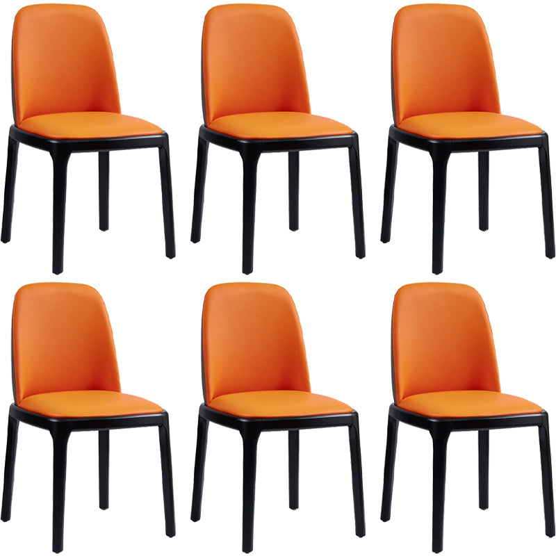 Faux Leather Industrial Dining Room Chair Matte Finish Solid Back Dining Chair Orange-Gray 6 Piece Set Black Clearhalo ' kitchen&dining_furn' 'Dining Chairs' 'Dining Tables & Seating' 'dining_chair' 'furn' 'furn_dining_chair' 'Furniture' 'furniture_dining_chair' 'Kitchen & Dining Furniture' 'kitchen' 3598236