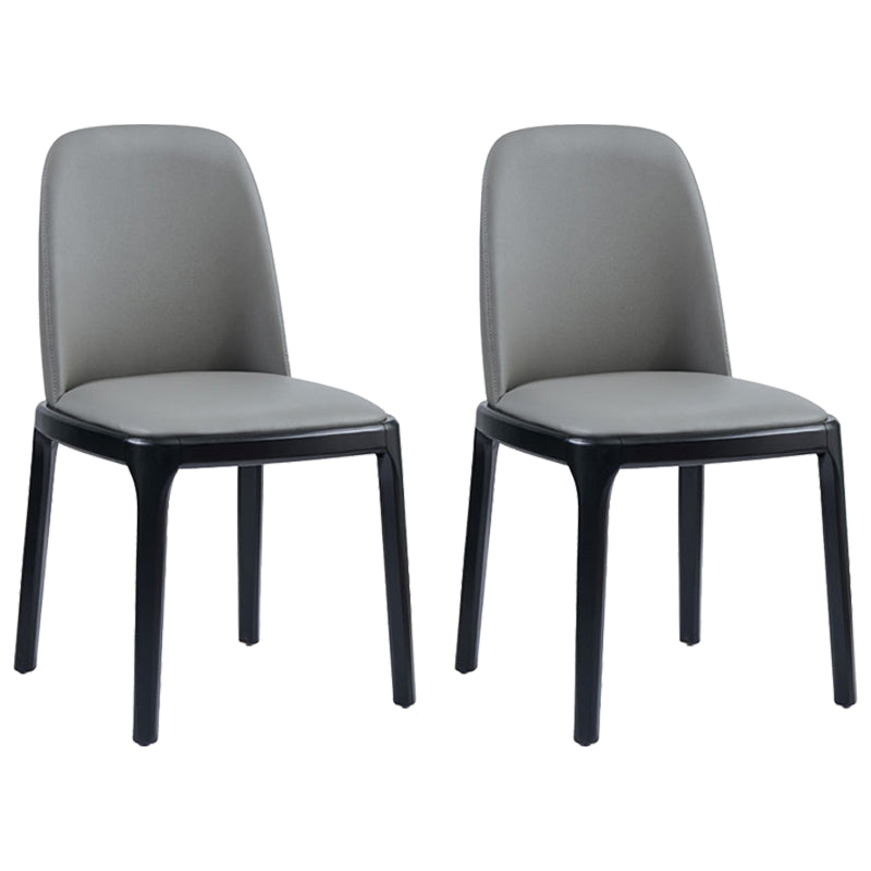 Faux Leather Industrial Dining Room Chair Matte Finish Solid Back Dining Chair Silver Gray 2 Piece Set Black Clearhalo ' kitchen&dining_furn' 'Dining Chairs' 'Dining Tables & Seating' 'dining_chair' 'furn' 'furn_dining_chair' 'Furniture' 'furniture_dining_chair' 'Kitchen & Dining Furniture' 'kitchen' 3598237