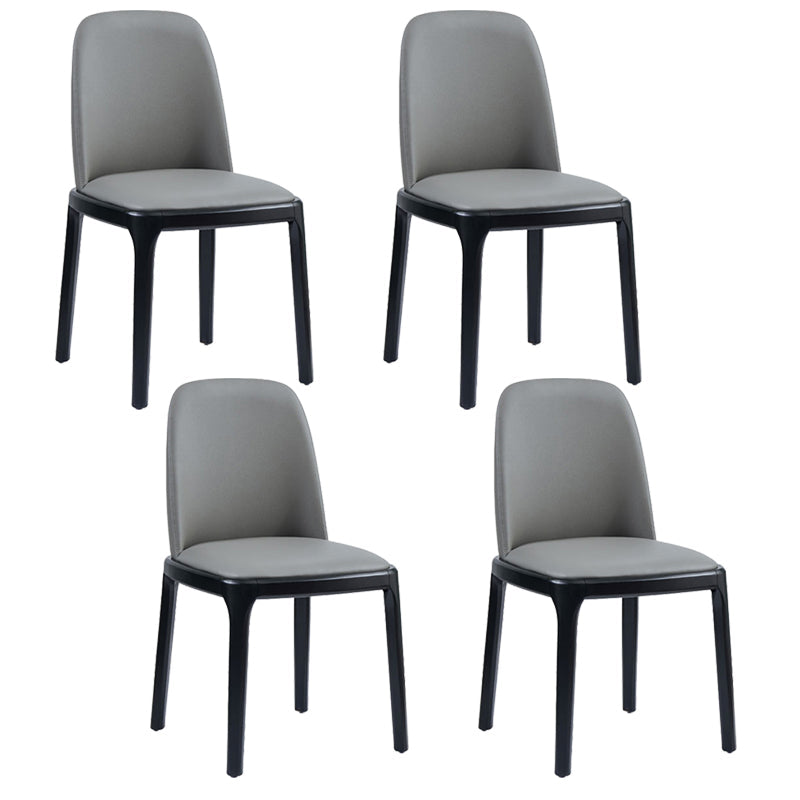 Faux Leather Industrial Dining Room Chair Matte Finish Solid Back Dining Chair Silver Gray 4 Piece Set Black Clearhalo ' kitchen&dining_furn' 'Dining Chairs' 'Dining Tables & Seating' 'dining_chair' 'furn' 'furn_dining_chair' 'Furniture' 'furniture_dining_chair' 'Kitchen & Dining Furniture' 'kitchen' 3598238