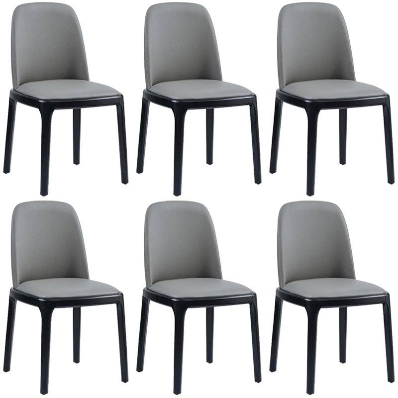 Faux Leather Industrial Dining Room Chair Matte Finish Solid Back Dining Chair Silver Gray 6 Piece Set Black Clearhalo ' kitchen&dining_furn' 'Dining Chairs' 'Dining Tables & Seating' 'dining_chair' 'furn' 'furn_dining_chair' 'Furniture' 'furniture_dining_chair' 'Kitchen & Dining Furniture' 'kitchen' 3598239