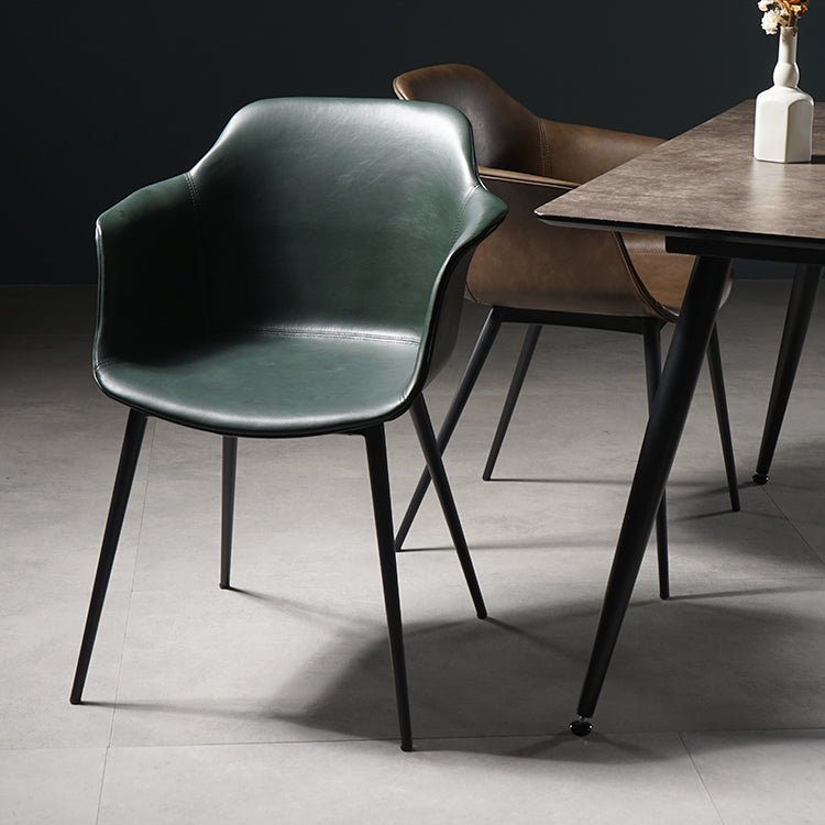 Scandinavian Dining Arm Chair Solid Back Side Chair with 4 Metal Legs for Home Use Clearhalo ' kitchen&dining_furn' 'Dining Chairs' 'Dining Tables & Seating' 'dining_chair' 'Furniture' 'furniture_dining_chair' 'Kitchen & Dining Furniture' 'kitchen' 3598312