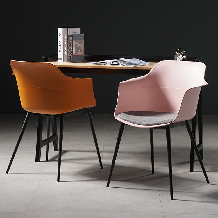 Scandinavian Dining Arm Chair Solid Back Side Chair with 4 Metal Legs for Home Use Clearhalo ' kitchen&dining_furn' 'Dining Chairs' 'Dining Tables & Seating' 'dining_chair' 'Furniture' 'furniture_dining_chair' 'Kitchen & Dining Furniture' 'kitchen' 3598314