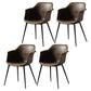 Scandinavian Dining Arm Chair Solid Back Side Chair with 4 Metal Legs for Home Use Brown Set of 4 Clearhalo ' kitchen&dining_furn' 'Dining Chairs' 'Dining Tables & Seating' 'dining_chair' 'Furniture' 'furniture_dining_chair' 'Kitchen & Dining Furniture' 'kitchen' 3598317